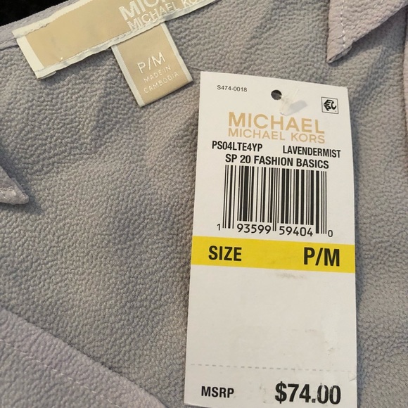 🛍Michael Kors Lavendermist V-Neck Woman’s Blouse - Picture 3 of 5